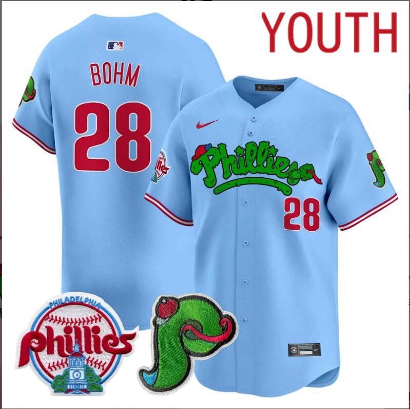 Youth  Philadelphia Phillies #28 Bohm blue Limited 2024 MLB Nike jersey->youth nfl jersey->Youth Jersey